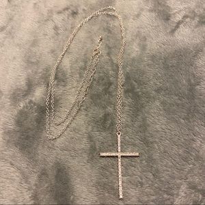 Silver & Crystal Cross Necklace